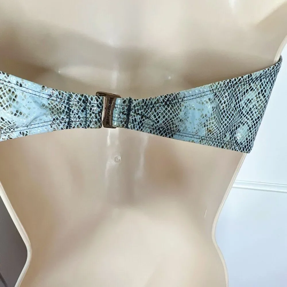 True Religion Snakeskin Horseshoe Bandeau Bikini Top Nwt Size Large